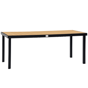 Outsunny 8 People Rectangular Pedestal Dining Table, with Aluminum Frame, All-Weather HDPE Wood Top, Foot Pads for Garden, Patio, Natural