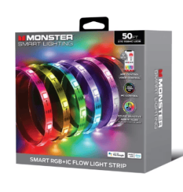 Monster Smart 50ft Indoor Multi-Color LED Light Strip, Sound Reactive, Razer Chroma, Corded Electric