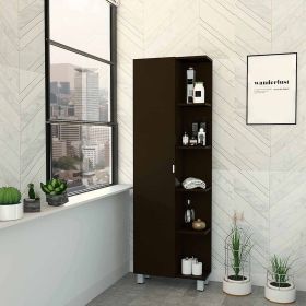 Black Wengue 5-Shelf Tall Cabinet
