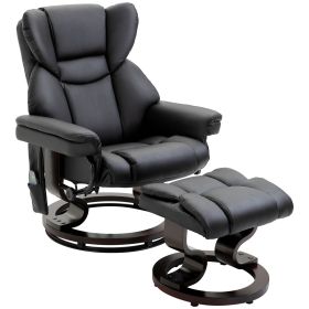 HOMCOM Massage Recliner Chair with Ottoman Footrest, 10 Vibration Points, 360Â° Swivel Reclining Chair