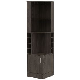 Dark Walnut 8-Bottle 2-Shelf Bar Cabinet
