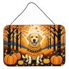 NEW Yellow Labrador Retriever Fall Wall or Door Hanging Prints Aluminum Metal Sign Kitchen Wall Bar Bathroom Plaque Home Decor, 8HX12W, Multicolor