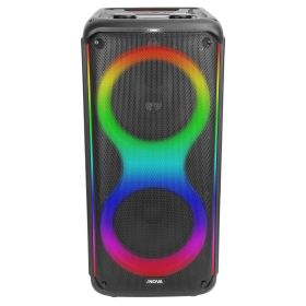 Portable Wireless Party Speaker with 7 Colorful Lights Remote Control Party Speaker with TWS Function FM Radio USB MMC Card Reading Aux In Record