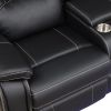Modern Faux Leather Manual Reclining with Center Console with LED Light Strip,Living Room Furniture Set