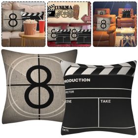 2 Pack Movie Theater Pillow Covers Square 18x18 Inch Vintage Movie Room Accessories Old Fashioned Icons Home Decorative TV Room Pillowcases Pillow Cus