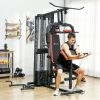Multi Home Gym Equipment, Workout Station with Sit up Bench, Push up Stand, Dip Station, 143lbs Weights
