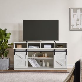 TV Stand Sliding Barn Door Modern&Farmhouse Wood Entertainment Center, Storage Cabinet Table Living Room with Adjustable Shelves for TVs Up to 65"