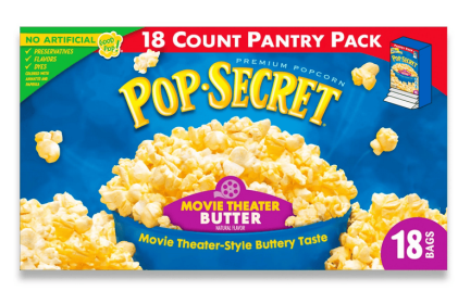 Pop Secret Microwave Popcorn, Movie Theater Butter Flavor, 3 oz Sharing Bags, 18 Ct