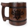 Beer Mug 20 OZ Dark Viking Viking mug Tankard Mug Beer stein Wooden beer mug Handmade Gifts for Men Fathers Day Christmas Birthday Gifts Norse & Celti