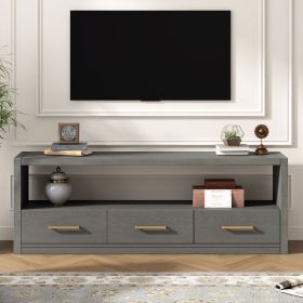 Mirod Stylish TV Stand with Ample Storage,Classic Design with Three Drawers and Spacious Surface,Minimalist Metal Handles