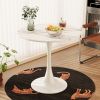 31.4 "round dining table, medieval white marble patterned tulip dining table, 2-3 person metal base dining table, easy to assemble casual coffee table