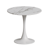 31.4 "round dining table, medieval white marble patterned tulip dining table, 2-3 person metal base dining table, easy to assemble casual coffee table