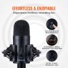 VEVOR USB Microphone, 192kHz/24-bit, Professional Condenser Microphone Kit, with Boom Arm Stand Pop Filter Shock Mount Mute Button Headphones Jack