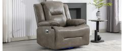 360Â° Swivel and Rocking Home Theater Recliner Manual Recliner Chair with a LED Light Strip for Living Room,Bedroom, Grey