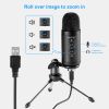 USB Recording Microphone for Computer Podcast: Zero Latency Monitoring Professional PC Mic Studio Cardioid Kit with Tripod Stand, Great for Gaming