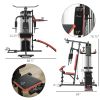 Multi Home Gym Equipment, Workout Station with Sit up Bench, Push up Stand, Dip Station, 143lbs Weights