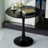 Black Round Dining Table, 31.5" Tulip Table Kitchen Dining Table 2-4 People with MDF Table Top & Pedestal Base