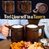 Beer Mug 20 OZ Thors Hammer Viking mug Tankard Mug Beer stein Wooden beer mug Handmade Gifts for Men Fathers Day Christmas Birthday Gifts Norse & Celt