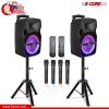 5 Core 10 inch PA Portable Bluetooth Party Speaker Karaoke Boombox + 2 Wireless Mics : ACTIVE HOME 10 2-MIC 2 PIC