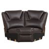 Modern Faux Leather Manual Reclining with Center Console and LED Light Strip,Living Room Furniture Set