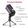 Gaming USB Microphone for PC PS5, Condenser Mic with Quick Mute, RGB Indicator, Tripod Stand, Pop Filter, Shock Mount