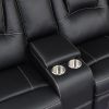 Modern Faux Leather Manual Reclining with Center Console with LED Light Strip,Living Room Furniture Set