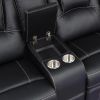 Modern Faux Leather Manual Reclining with Center Console with LED Light Strip,Living Room Furniture Set