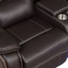 Modern Faux Leather Manual Reclining with Center Console and LED Light Strip,Living Room Furniture Set