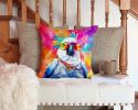NEW Hippie Animal Cockatoo Throw Pillow Machine Washable, Indoor Outdoor Decorative Pillow for Couch, Bed or Patio, 14Hx14W