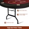 Upgraded 90.5" Folding Poker Table 10 Player Casino Texas Holdem Table for Blackjack Board Game, Red