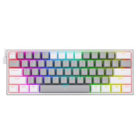 K617 RGB USB Mini Mechanical Gaming Keyboard Red Switch 61 Keys Wired detachable cable; portable for travel (Color: K617RGB-GW, Axis Body: Red Switch)
