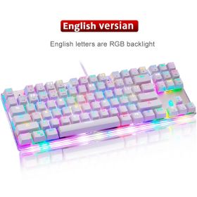 K87S RGB Gaming Mechanical Keyboard USB Wired 87 Keys Red/Blue Switch Laser RU Keypads For PC Computer Gamer (Color: English version, Axis Body: Blue Switch)