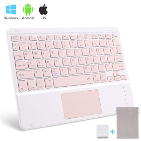 Wireless Bluetooth Keyboard with Touchpad for iPad Keybaord iPhone Samsung Galaxy Xiaomi Huawei Microsoft Surface HP (Color: pink square, Axis Body: Brown Switch)