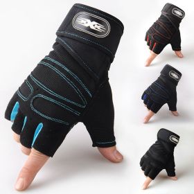 Gym Gloves Fitness Weight Lifting Gloves Body Building Training Sports Exercise Cycling Sport Workout Glove for Men Women M/L/XL (Color: black blue, size: L)