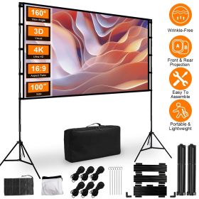 100inch/120inch Options Projector Screen with Stand 16:9 4K HD Rear Front Wrinkle-Free Portable And Foldable Movie Screen with Carry Bag For Indoor Ou (size: 100IN)