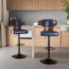 The 2-piece PU leather bar stool set features high-density foam and an L-shaped curved backrest