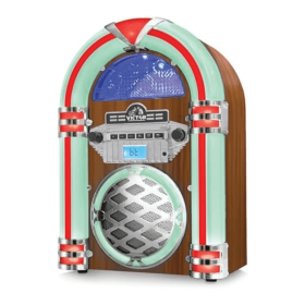 Victor Wilshire Bluetooth Jukebox with Multicolor LED Lighting (Color: Mahogany)