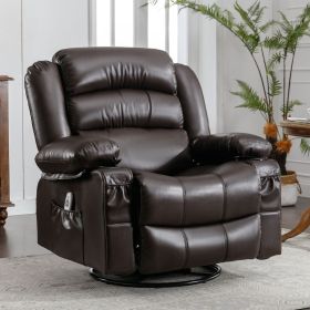 Massage Swivel Rocker Recliner Chair with Vibration Massage and Heat Ergonomic Lounge Chair for Living Room with Rocking Function and Side Pocket 2 Cu (Color: as Pic)