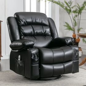 Massage Swivel Rocker Recliner Chair with Vibration Massage and Heat Ergonomic Lounge Chair for Living Room with Rocking Function and Side Pocket (Color: as Pic)