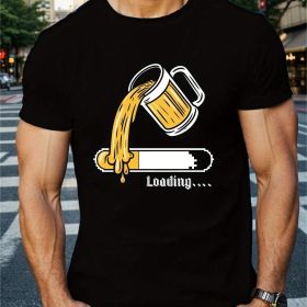 BEER LOAD Printed T-shirt, Men's T-shirt, Summer Casual Short Sleeved T-shirt (Color: Black, size: 5XL)