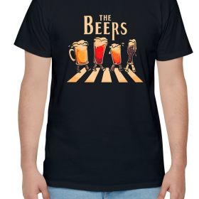 Men's Round Neck T-shirt, Fashionable Beer Print, Fashionable Short Sleeved Top, Suitable For Daily Wear In Summer (Color: Black, size: 5XL)