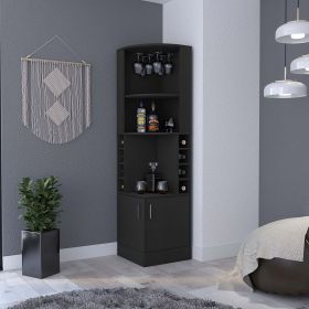 Seattle Bar Cabinet, Eight Bottle Cubbies, Two Large Open Shelves (Color: as Pic)