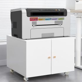 Office furniture Copier Cabinet white 2 door steel copier stand mobile pedestal file Printer Stand (Color: White)