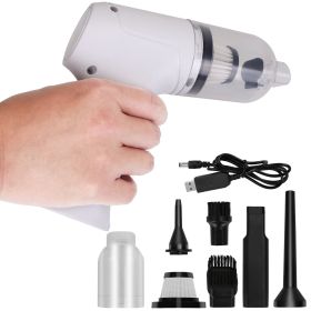 2-in-1 Cordless Vacuum Cleaner and Air Duster Rechargeable Handheld Compressed Air Duster Electric Air Blower Keyboard Cleaner For Car Home Office (Color: White)
