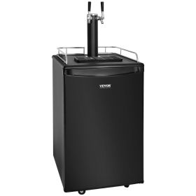 VEVOR Beer Kegerator, Dual Tap Draft Beer Dispenser, Full Size Keg Refrigerator With Shelves, CO2 Cylinder, Drip Tray & Rail (Default: Default)