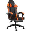 Video Game Chairs for Adults, PU Leather Gaming Chair with Footrest, 360Â°Swivel Adjustable Lumbar Pillow Gamer Chair