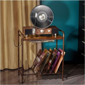 Record Player Stand,Turntable Stand,Record Player Table,Turntable Stand with Record Storage,Wooden Vinyl Record Stand,Black (Color: Brown)