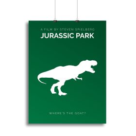 Jurassic Park Wheres The Goat Minimal Movie Canvas Print or Poster (Type: Standard Framed Canvas Print, size: 40" x 26" / 100cm x 65cm (approx))