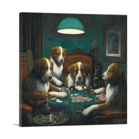 The Poker Game 1894 (Type: Standard Framed Canvas Print, size: 12" x 12" / 30cm x 30cm (approx))