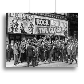 Crowd waiting to see Rock Around The Clock Canvas Print or Poster (Type: Standard Framed Canvas Print, size: 12" x 8" / 30cm x 20cm (approx))
